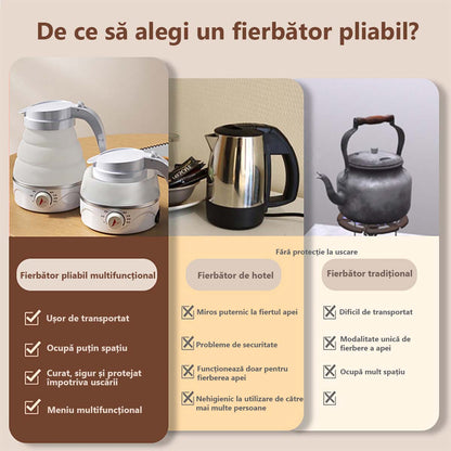 Călătorie portabilă pliabilă pentru apă fierbinte | Ceainic mic, pentru călătorii, acasă, mini-cană termoizolantă, fierbător de apă pentru dormitor.