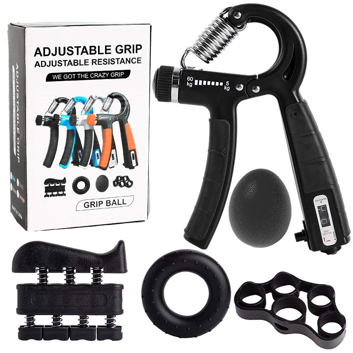 Juego de entrenadores de fuerza ajustables para las manos, anillo de fuerza, entrenador de dedos, set de 5 piezas para entrenamiento de fuerza y fitness.