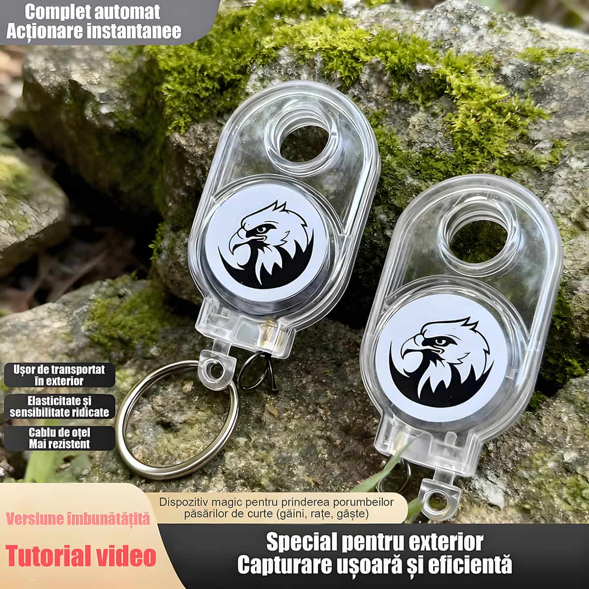 Cheie retractabilă multifuncțională pentru exterior, cu revenire controlată și fixare rapidă, previne pierderea și se atașează instant la rucsac sau încheietură.