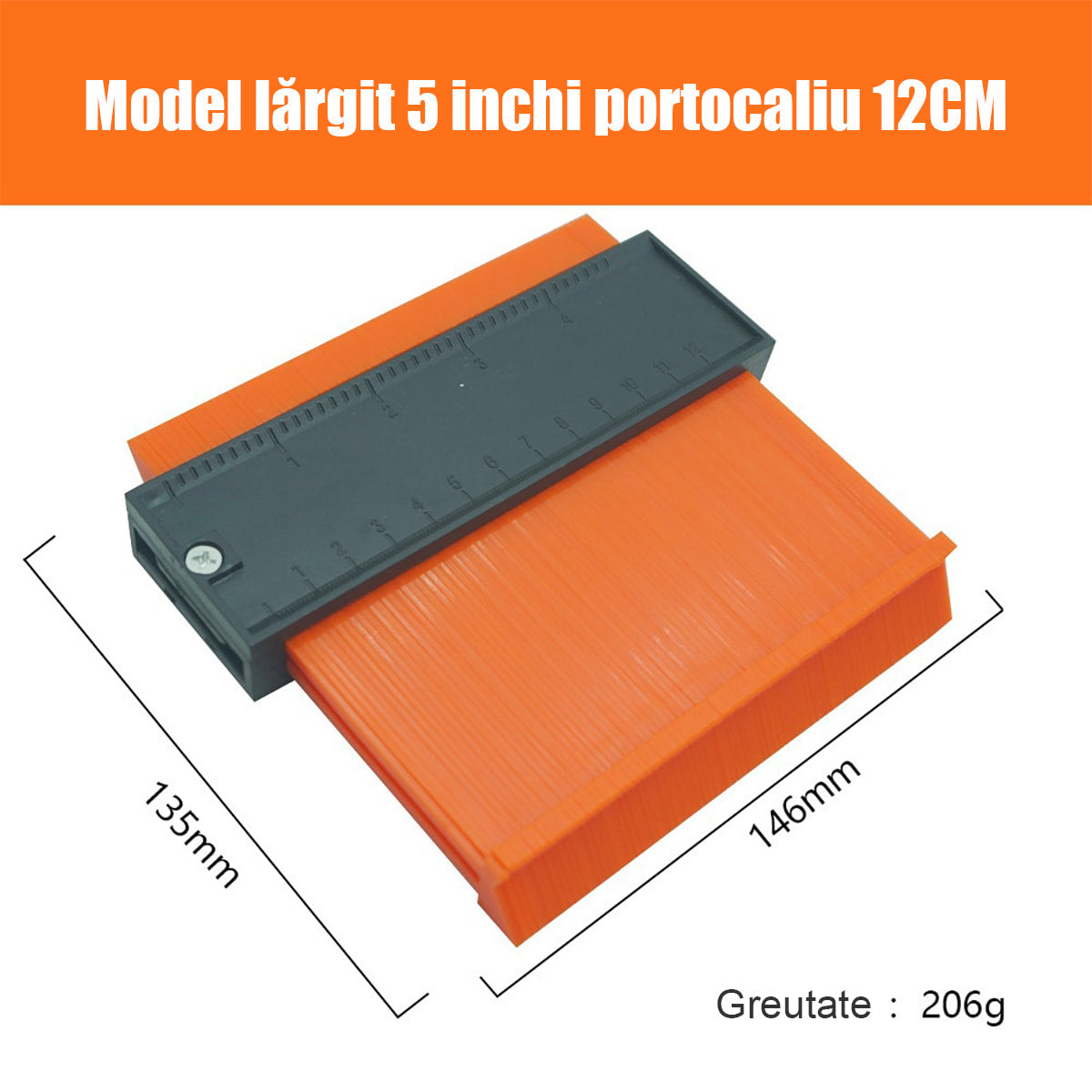 Șablon de contur cu scară de radian imperială – instrument multifuncțional pentru lemn, piatră și auto, copiază instant forme neregulate