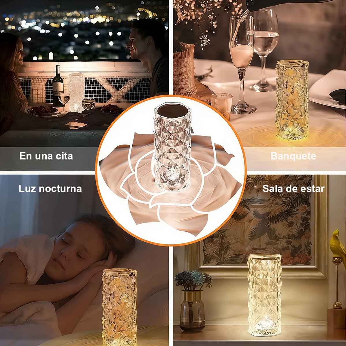 Lámpara de ambiente creativa con decoración de rosa, lámpara de mesa recargable para cabecera de cama, luz nocturna viral de moda.
