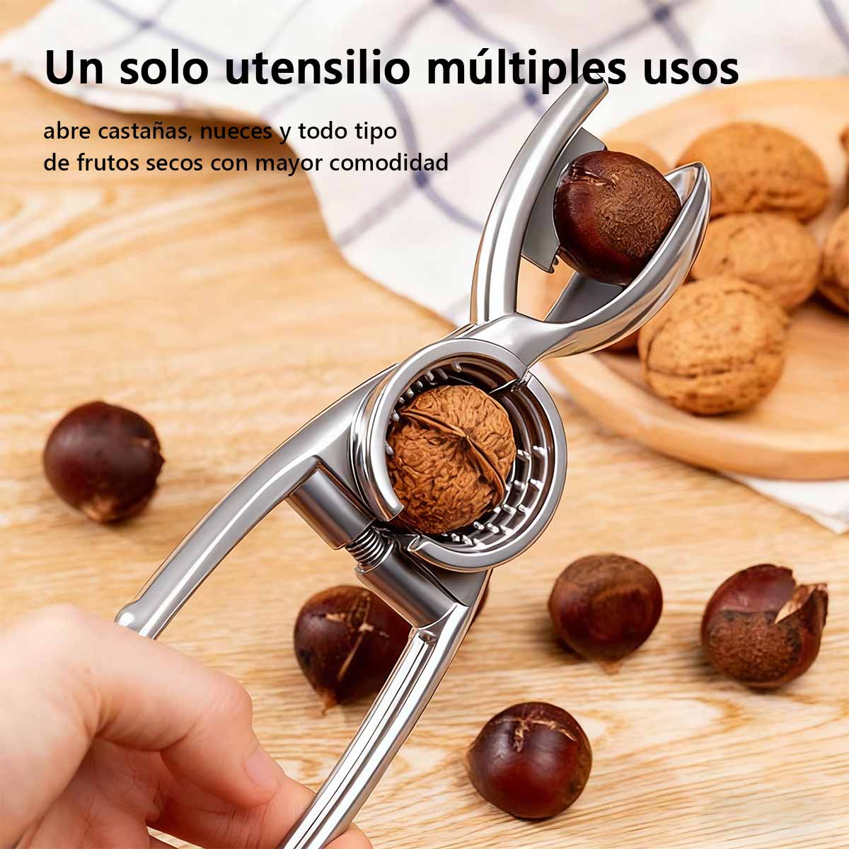 Cascanueces Multiusos de Metal - Abridor Pelador de Castañas, Nueces y Avellanas para Cocina