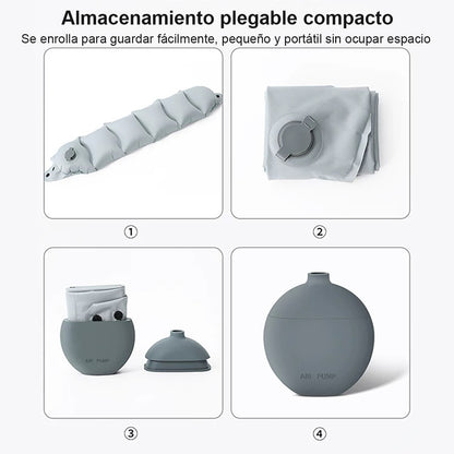 Almohada inflable en forma de U tipo bufanda, con bomba de inflado, portátil y fácil de guardar; almohada de viaje para cuello, ideal para trayectos largos.