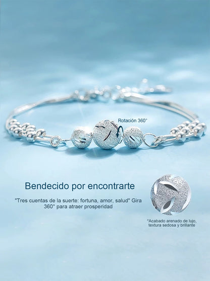 Pulsera de mujer "Tres Vidas Tres Generaciones" con cuentas de piedra de la suerte, diseño ligero de lujo y delicado, nuevo estilo.