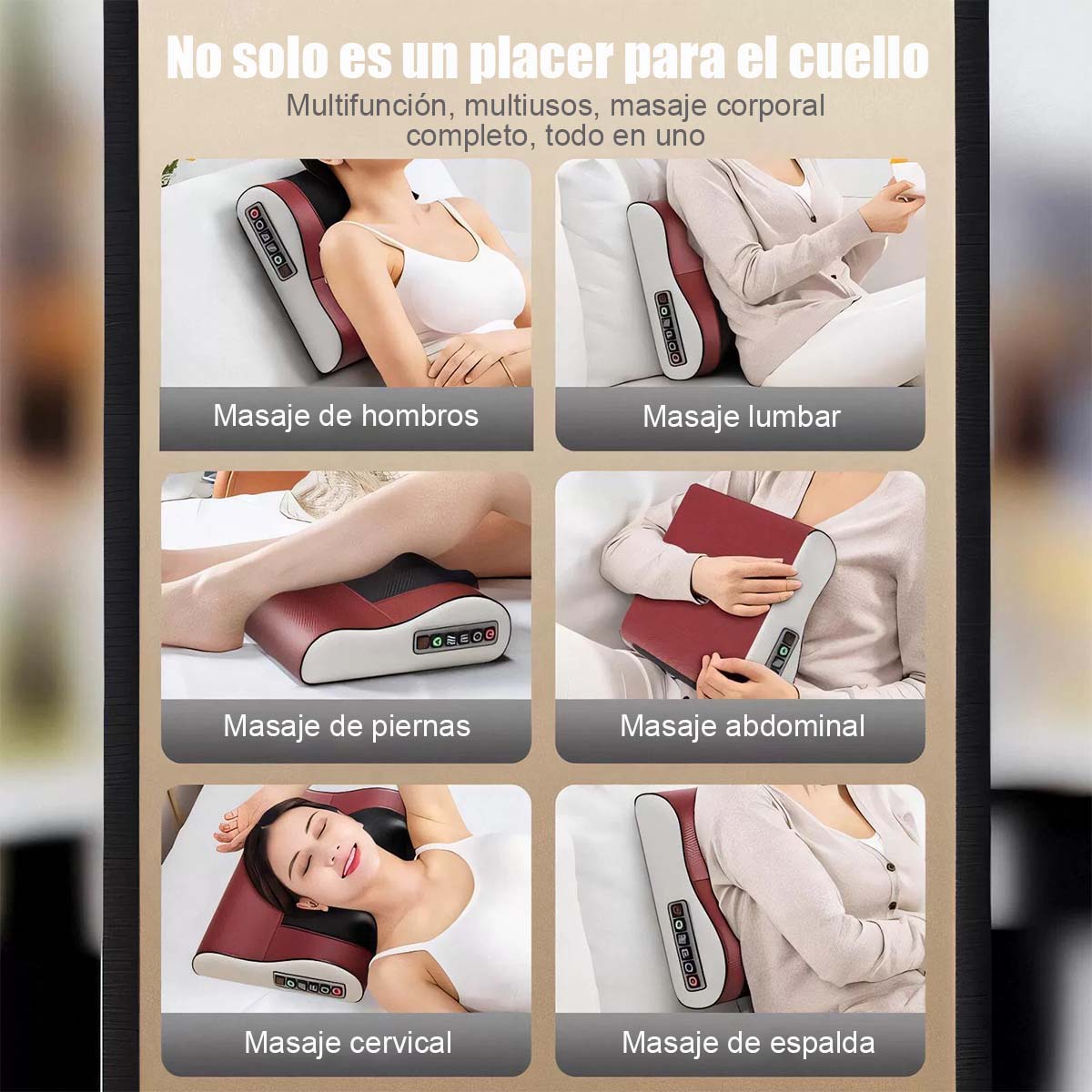 Nuevo cojín de masaje para cuello, multifuncional, con función de calor para todo el cuerpo, masajeador para la zona lumbar, con calentamiento por infrarrojos y función de amasado.