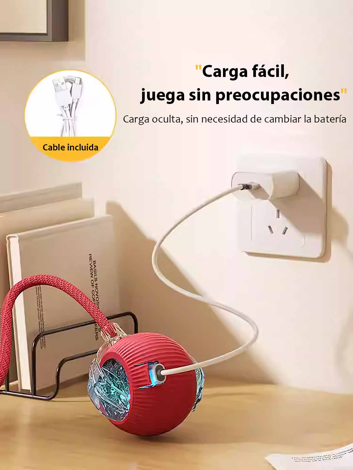 Pelota Chewie Doggie Ball, juguete para mascotas, bola rodante para perros y gatos pequeños, juguete automático para atraer a los gatos, varita para jugar con gatos.