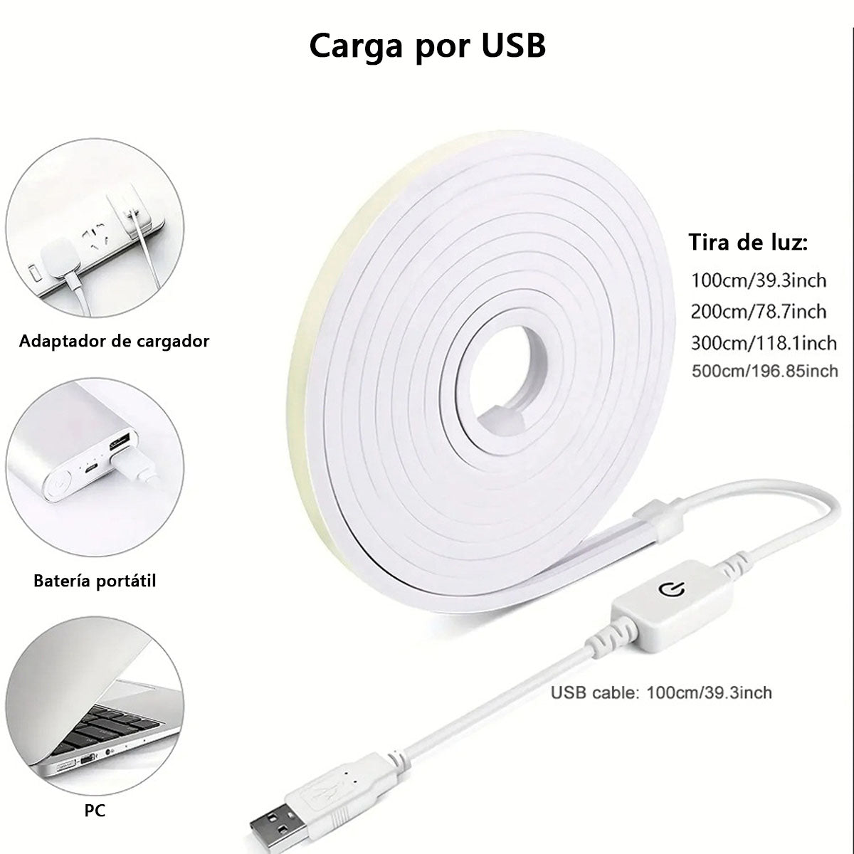Tira de luz USB 5V de baja tensión, flexible, de neón, con tira de silicona impermeable, LED para espejo de maquillaje, cabecera de cama, fondo de televisión y luces ambientales.