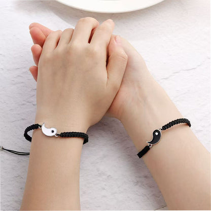 Brazalete tejido de pareja “Dragón Taiji” — conjunto de pulseras y collares con diseño de Taiji y Bagua, ideal para parejas, buenos amigos y como símbolo de amistad.