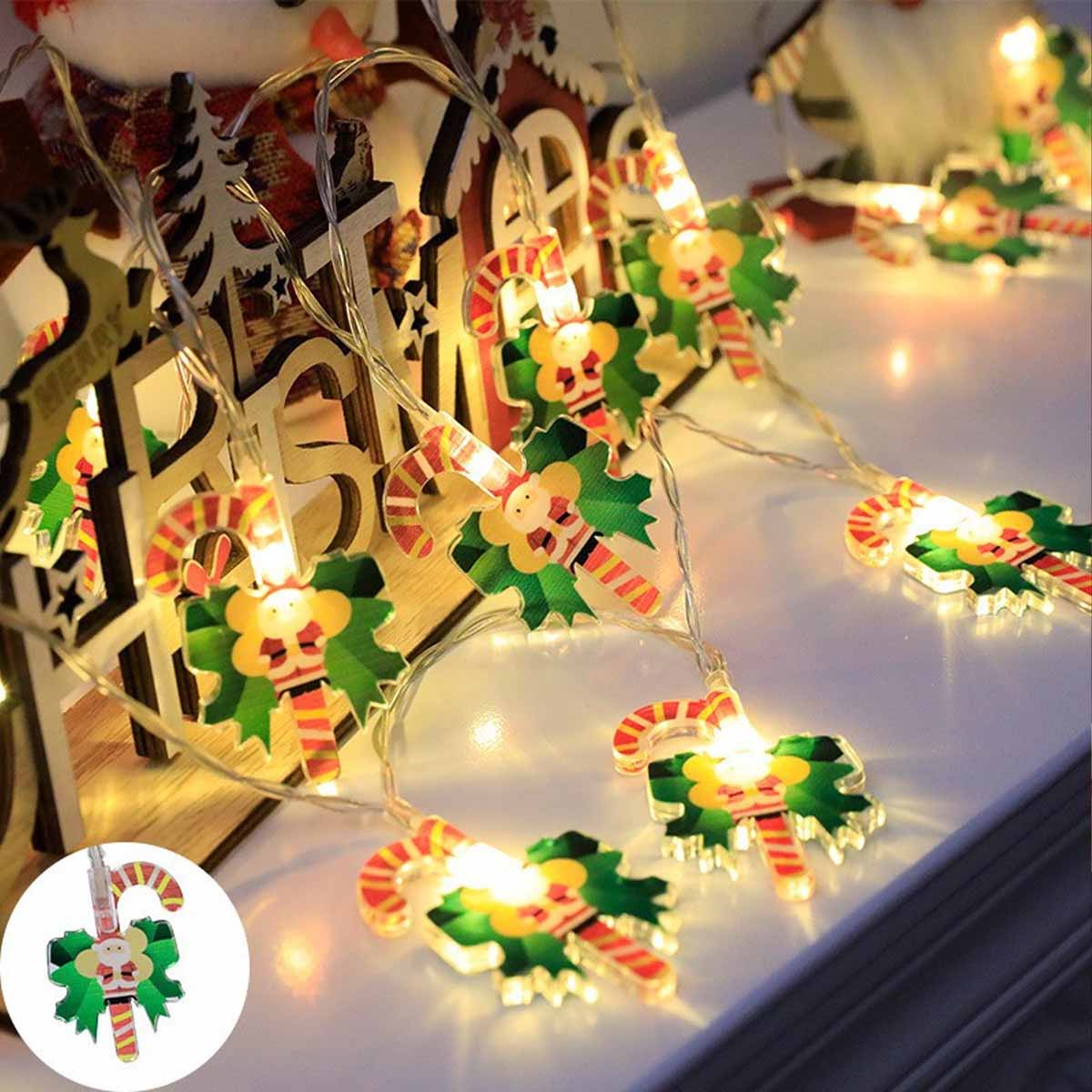 Guirnalda LED navideña con figuras de muñeco de nieve y Papá Noel, luces intermitentes de personajes de dibujos animados, decoración luminosa para escenas de fiestas.