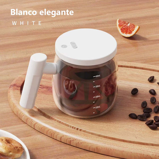 Vaso mezclador de vidrio totalmente automático y recargable, portátil, para café y leche en polvo, con mezcla silenciosa, vaso agitador ideal para oficina.