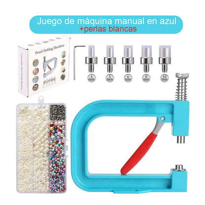 Máquina de presión para clavar perlas DIY, máquina manual para colocar tachuelas, herramienta para fijar perlas redondas, remaches y tachuelas de cuatro garras, tipo universal.