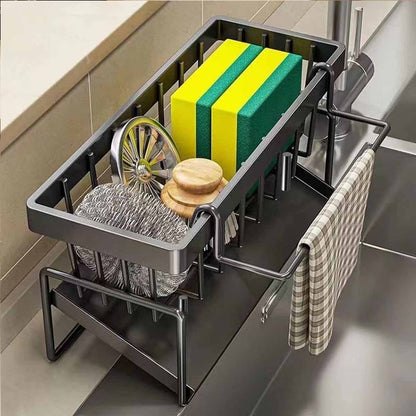 Nuevo estante de cocina para almacenamiento: soporte para paños, escurridor, organizador para esponjas y estropajos, apto para grifos y fregaderos.
