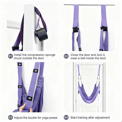 Cinturón de yoga aéreo con cuerdas de suspensión, hamaca auxiliar para abrir caderas, hacer splits, estirar piernas y espalda, flexiones e inversiones colgadas.