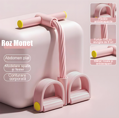 Aparat de fitness cu pedale și elastice, 6 sau 4 benzi – ideal pentru slăbit, tonifiere picioare, abdomen, yoga și abdomene