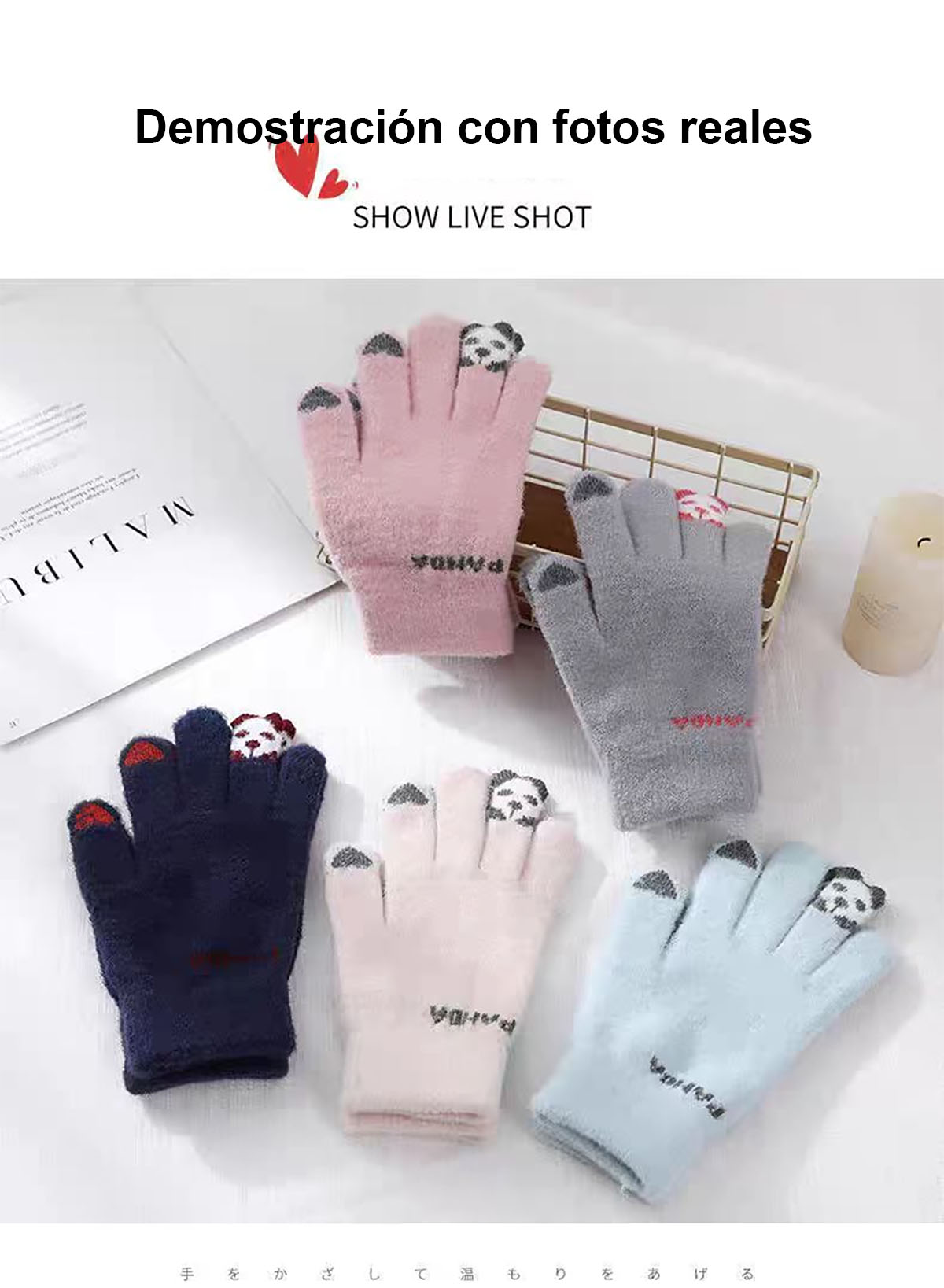 Guantes cálidos e impermeables para invierno, para mujer, adorables, de felpa gruesa, compatibles con pantalla táctil, ideales para ciclismo, paseo en bicicleta y estudiantes, con estilo y diseño atractivo.