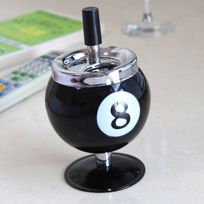 Cenicero de metal creativo de billar de venta caliente con tapa, cenicero con tapa para evitar la ceniza voladora, decoración para oficina.