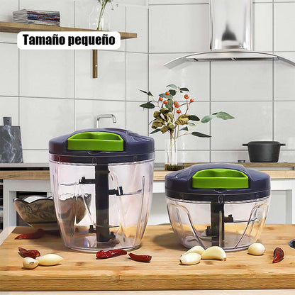 Picadora de ajo de acero inoxidable, manual y multifuncional para cocina doméstica, mini trituradora con cuerda para picar ajo y chile.