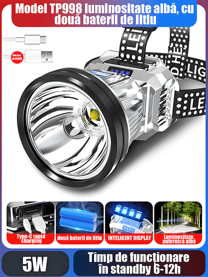 Linterna frontal con sensor para exteriores, carga rápida, ultra brillante, linterna de cabeza recargable, ideal para pesca nocturna y senderismo, iluminación manos libres y larga duración de la batería.
