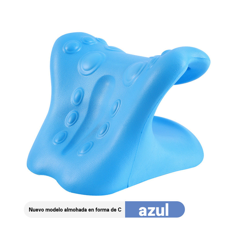 Almohada de masaje cervical en forma de C para uso doméstico, estiramiento por gravedad y presión de dedos, masajeador cervical para cuello y hombros.