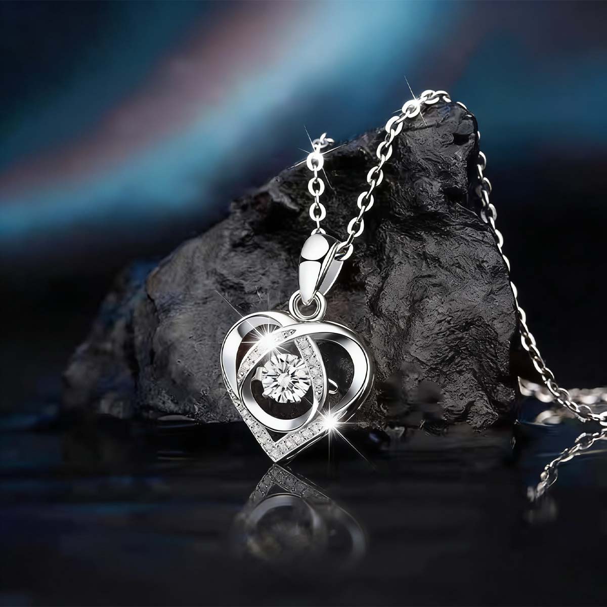 Nuevo set de diseño exclusivo "Corazón del Océano" | Collar con cristal azul en forma de corazón, pulsera de zirconia, joyería de amor para mujer.