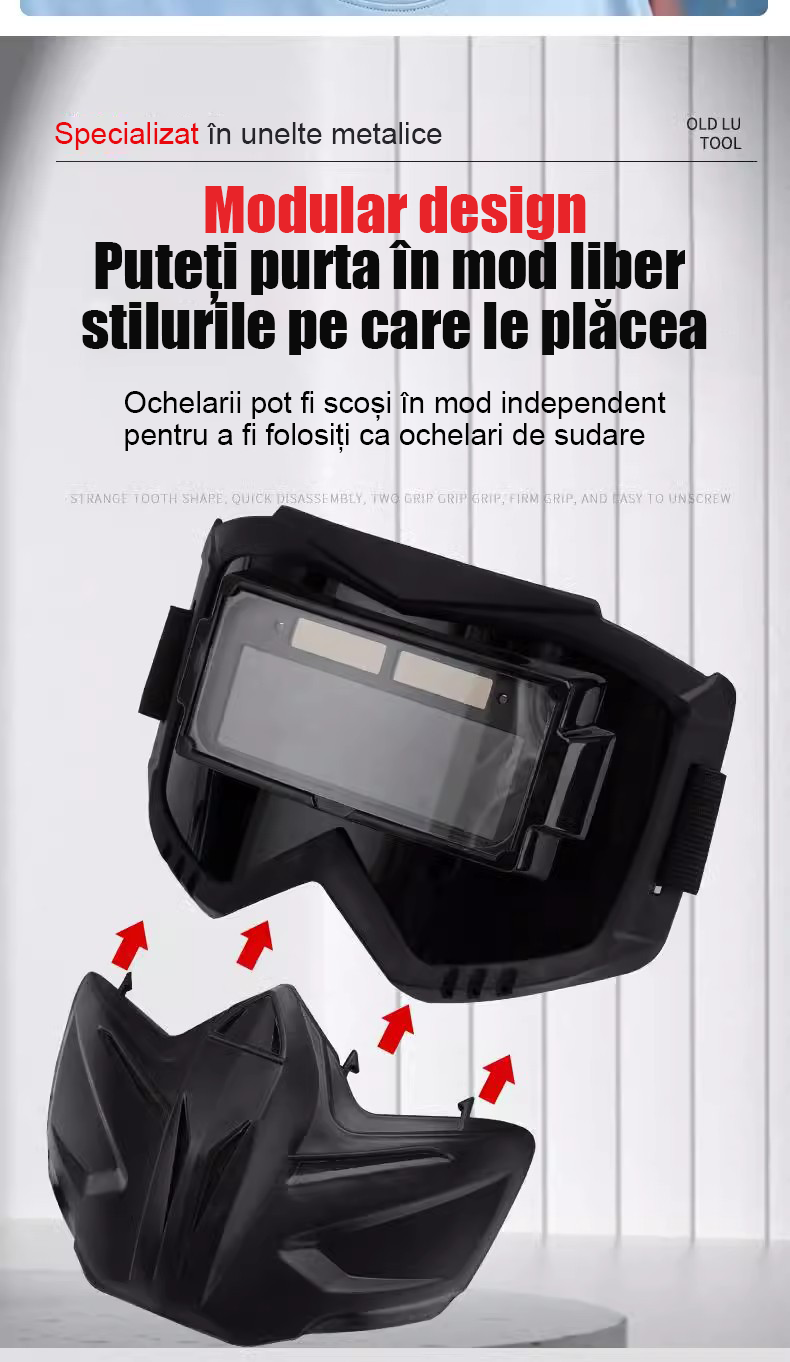 Máscara de soldador con ajuste automático de luz, protección completa contra luz intensa y radiación, diseño dividido, ventilada, aislante del calor y protectora para los ojos.
