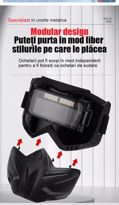 Máscara de soldador con ajuste automático de luz, protección completa contra luz intensa y radiación, diseño dividido, ventilada, aislante del calor y protectora para los ojos.

