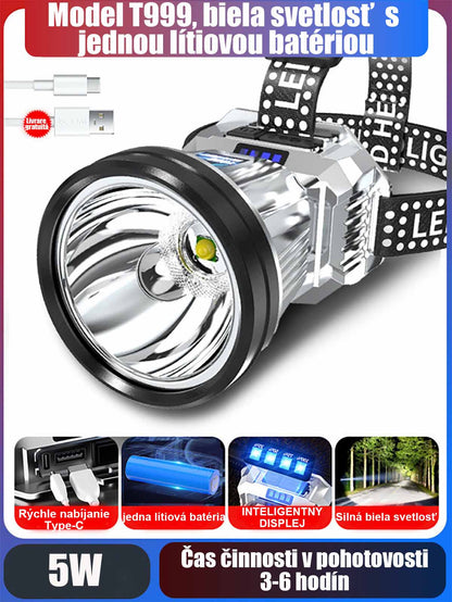 Potente linterna frontal para exteriores con sensor, recargable, súper brillante, ideal para pesca nocturna y senderismo; iluminación sin manos y batería de larga duración.