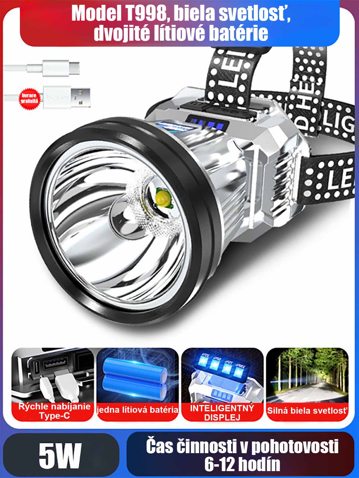 Potente linterna frontal para exteriores con sensor, recargable, súper brillante, ideal para pesca nocturna y senderismo; iluminación sin manos y batería de larga duración.