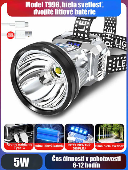 Potente linterna frontal para exteriores con sensor, recargable, súper brillante, ideal para pesca nocturna y senderismo; iluminación sin manos y batería de larga duración.