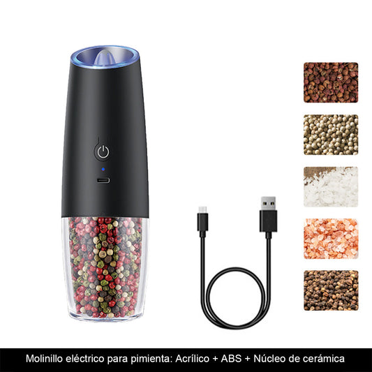 Molinillo de Pimienta con Sensor de Gravedad Kadeli 591: Eléctrico y Recargable por USB