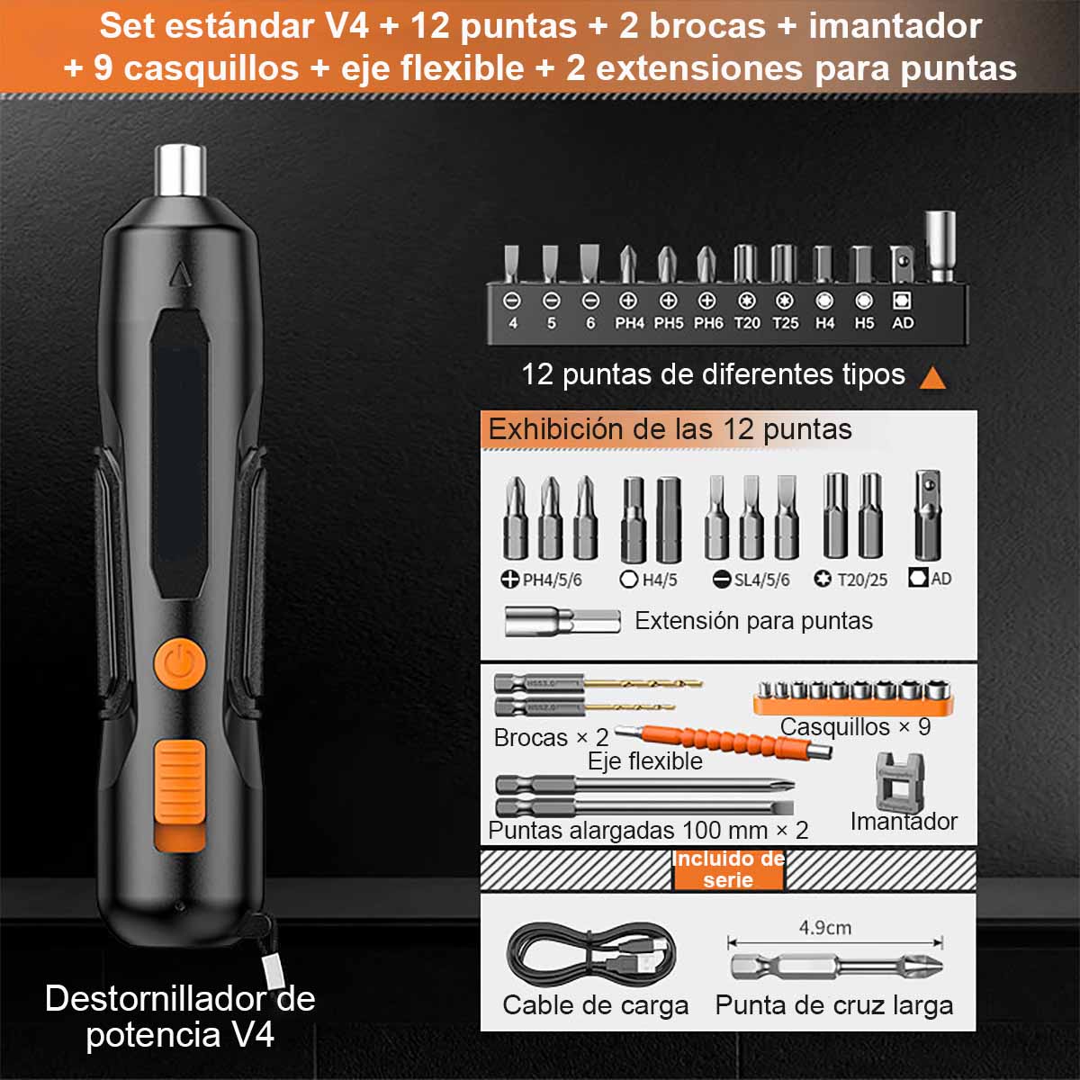 "Destornillador eléctrico recargable de litio, pequeño y portátil, kit de herramientas para casa, destornillador automático mini manual."