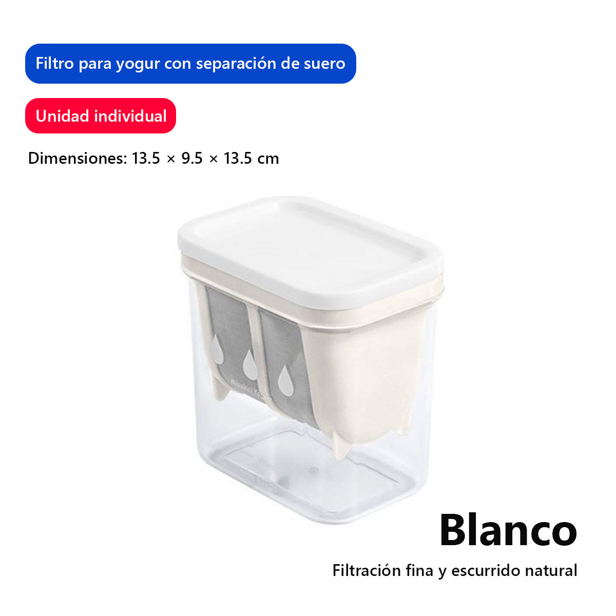 "Filtro para yogur, colador de queso y leche de soja, malla filtrante para hacer yogur griego casero, separador de suero para cold brew lácteo