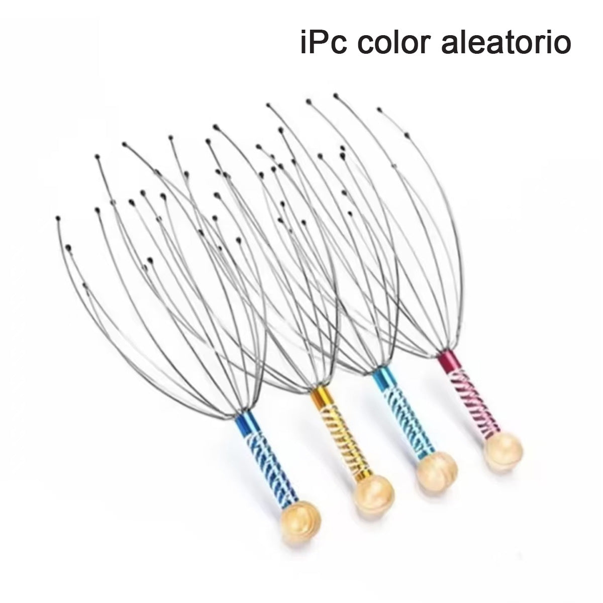 Masajeador de cabeza en forma de pulpo, de acero inoxidable grabado, relajante para la cabeza, con garras para masajear el cerebro.