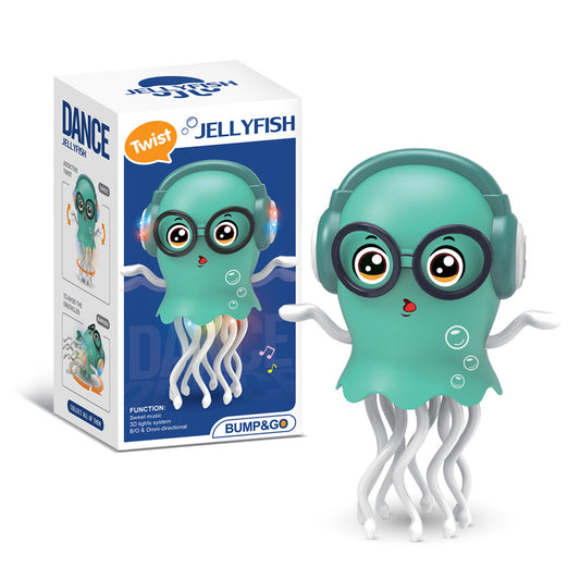 Juguete infantil de pulpo eléctrico, con luces, música y movimiento, efecto medusa con sensores de obstáculos, ideal para relajación y entretenimiento.
