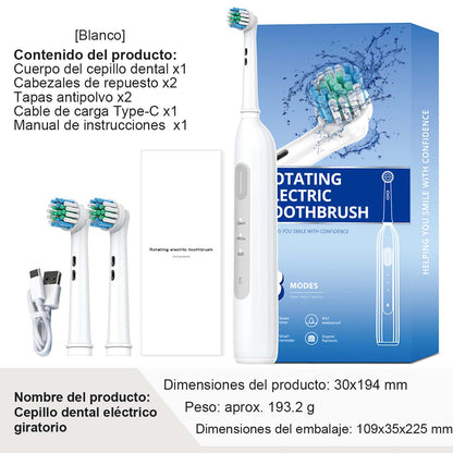 "Cepillo de dientes eléctrico rotatorio de tendencia, larga duración, estándar DuPont de limpieza, eje metálico, cabezal redondo."
