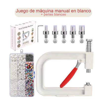 Máquina de presión para clavar perlas DIY, máquina manual para colocar tachuelas, herramienta para fijar perlas redondas, remaches y tachuelas de cuatro garras, tipo universal.
