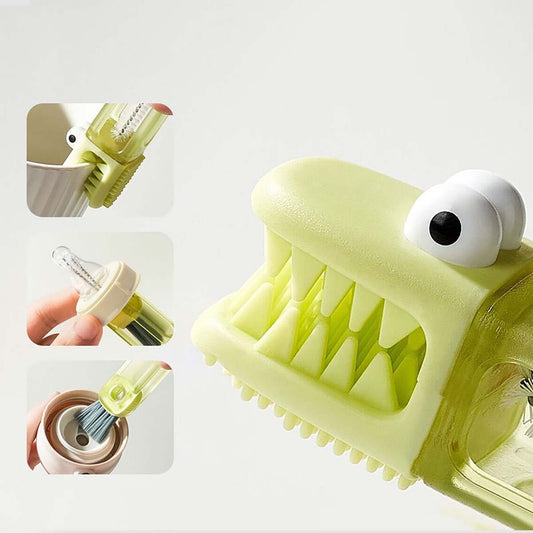 Nuevo cepillo 3 en 1 para tapa de vaso con forma de pétalo - Cepillo multifuncional para limpiar ranuras, biberones y bordes de tazas.