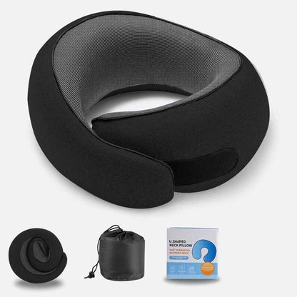 Almohada de cuello en forma de U con memoria de recuperación lenta, almohada para la siesta, portátil para aviones y viajes.